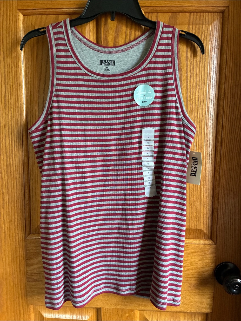 Duluth Trading Co Maroon & Gray Striped Women's Tank